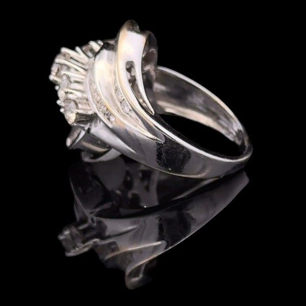 Ladies 14KT White Gold & Diamond Swirl Ring