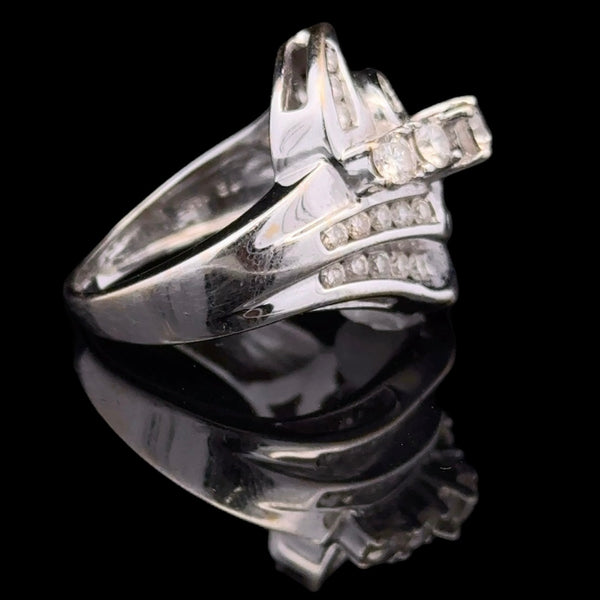 Ladies 14KT White Gold & Diamond Swirl Ring