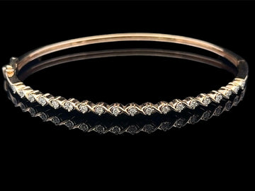 10KT Yellow & White Gold Diamond Bangle Bracelet