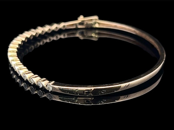 10KT Yellow & White Gold Diamond Bangle Bracelet