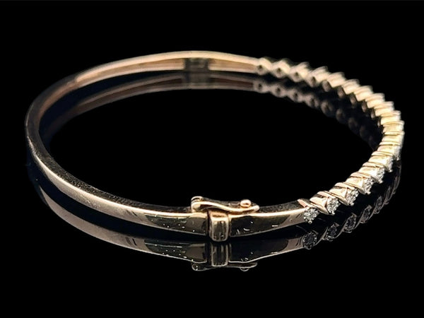 10KT Yellow & White Gold Diamond Bangle Bracelet