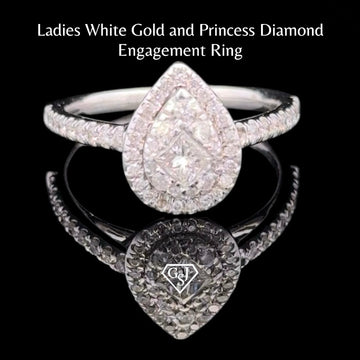 Ladies 14KT White Gold and Princess Diamond Engagement Ring