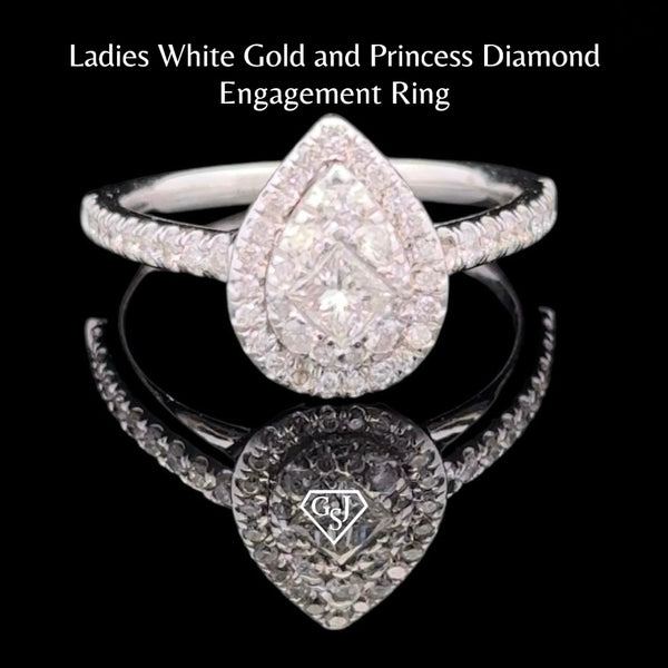 Ladies 14KT White Gold and Princess Diamond Engagement Ring