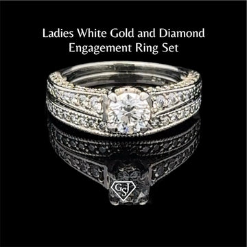 18KT Ladies White Gold & Diamond Engagement Ring Set