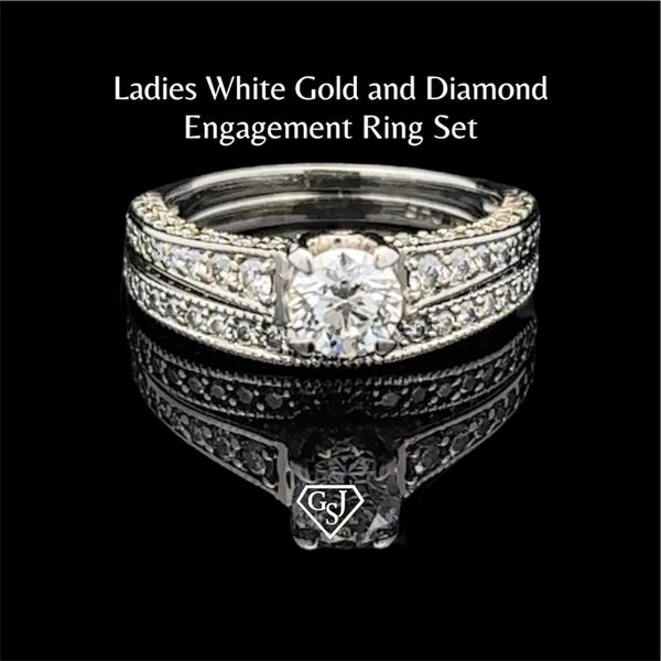 18KT Ladies White Gold & Diamond Engagement Ring Set