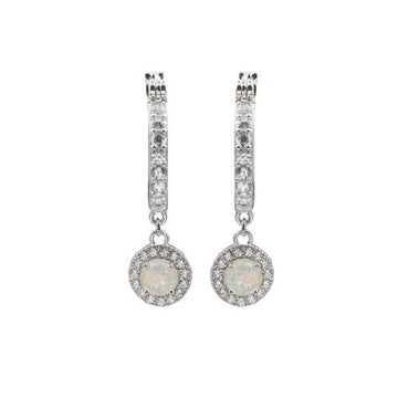 Sterling Silver CZ Halo Opal Hoop (HP-1074)