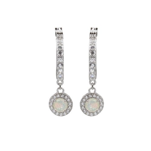 Sterling Silver CZ Halo Opal Hoop (HP-1074)