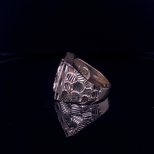 Diamond cut nugget style ring
