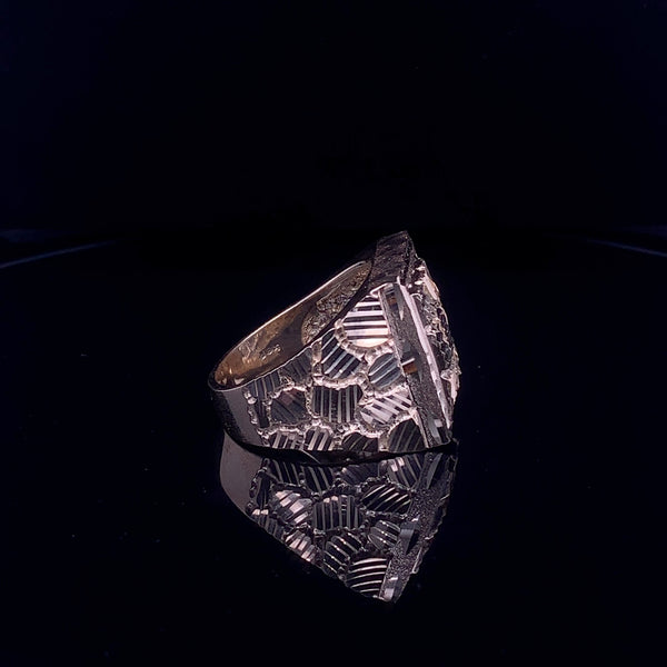 Diamond cut nugget style ring
